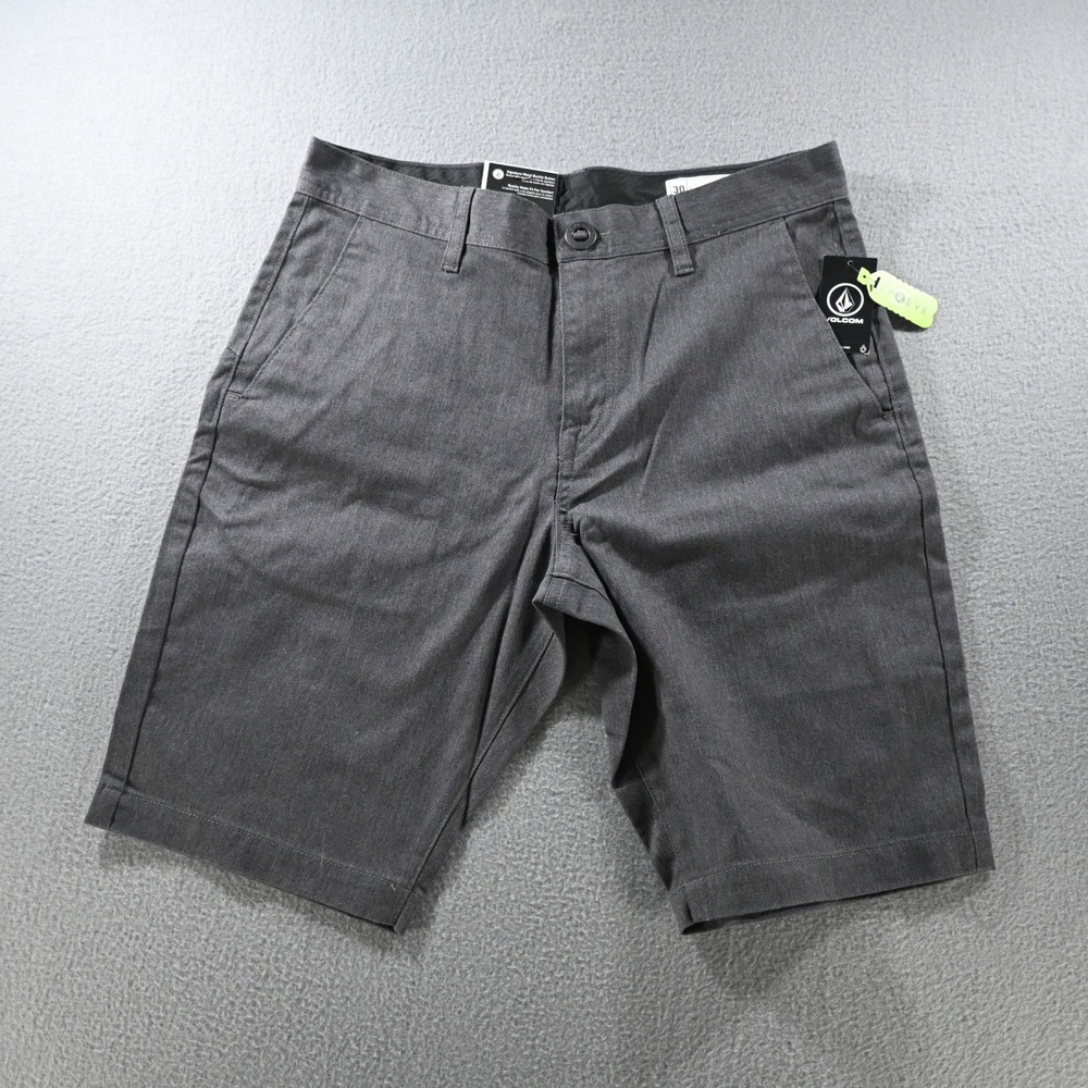 NWT Volcom Mens Frickin Modern Stretch Chino Shorts 30 Charcoal Gray A0911601